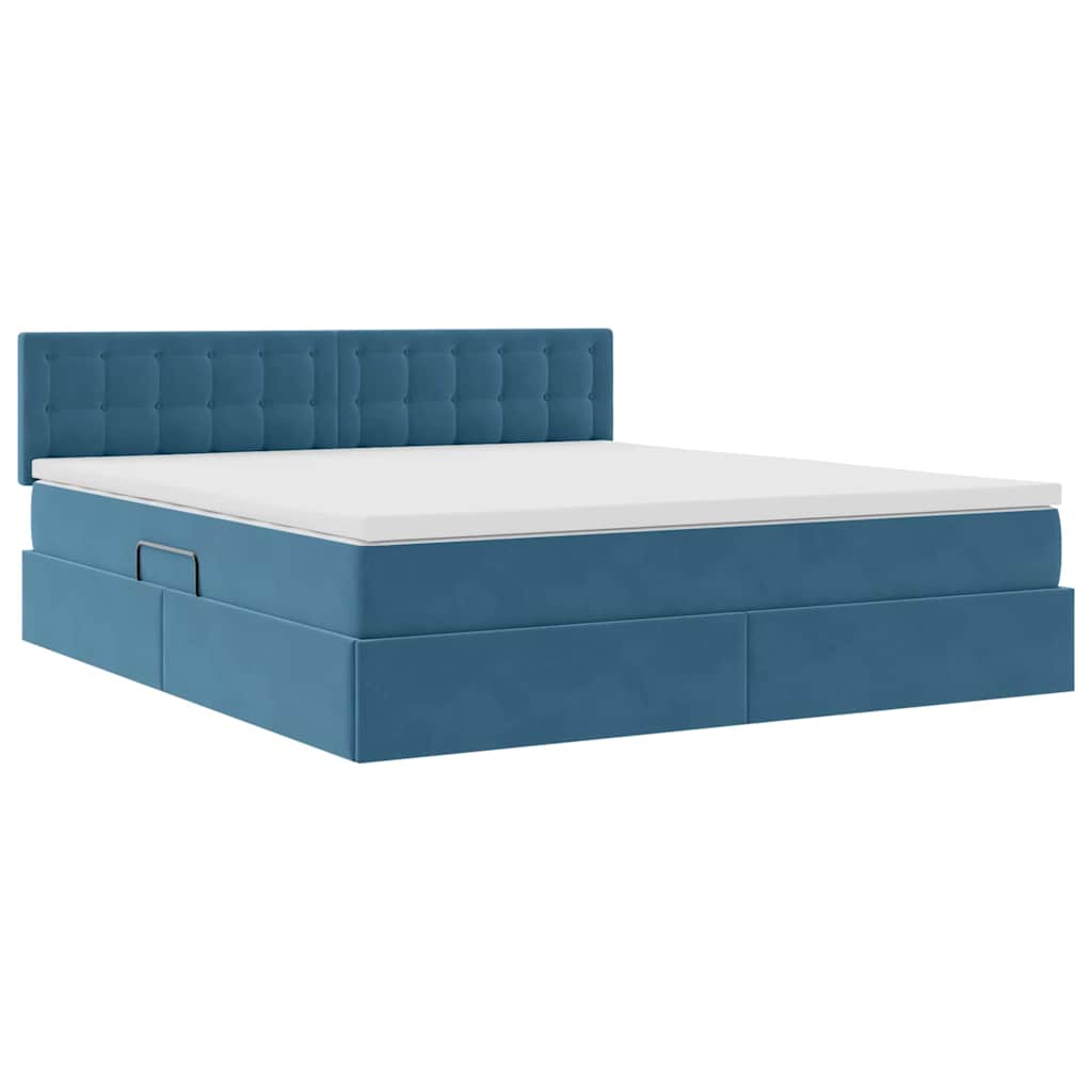 Letto con Contenitore Blu Scuro 180 x 200 cm Velluto