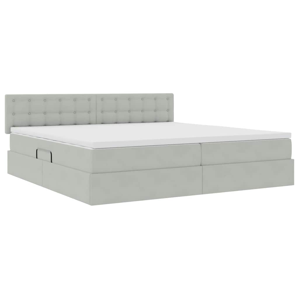 Letto con Contenitore Grigio chiaro 200 x 200 cm Velluto