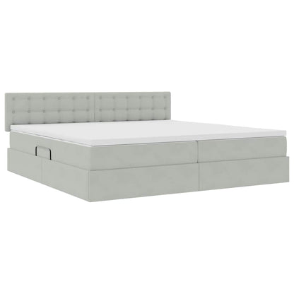 Letto con Contenitore Grigio chiaro 200 x 200 cm Velluto