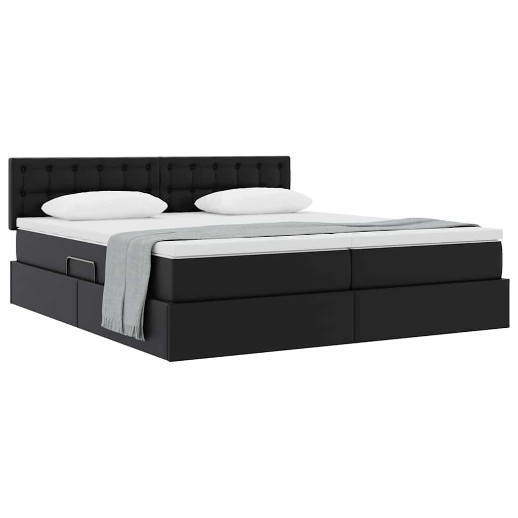 Letto con Contenitore Nero 180 x 200 cm Pelle sintetica