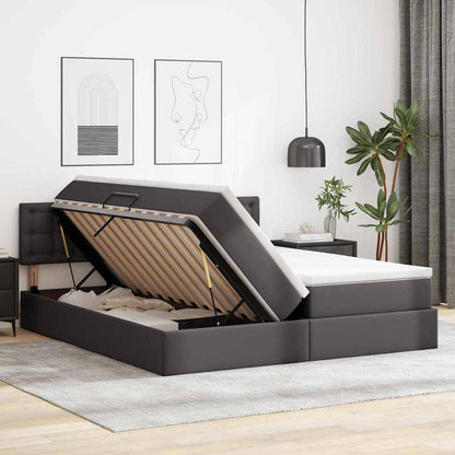 Letto con Contenitore Grigio 180 x 200 cm Pelle Sintetica