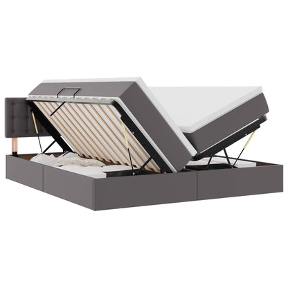 Letto con Contenitore Grigio 180 x 200 cm Pelle Sintetica