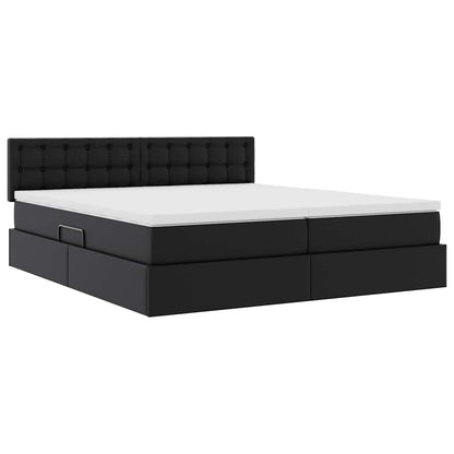 Letto con Contenitore Nero 200 x 200 cm Pelle Sintetica