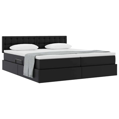 Letto con Contenitore Nero 200 x 200 cm Pelle Sintetica