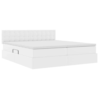 Letto con Contenitore Bianco Puro 200 x 200 cm Pelle Sintetica