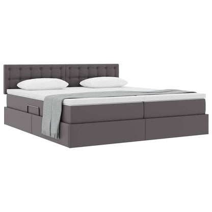 Letto con Contenitore Grigio 200 x 200 cm Pelle Sintetica