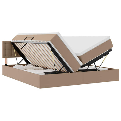 Letto con Contenitore Cappuccino 200 x 200 cm Pelle Sintetica
