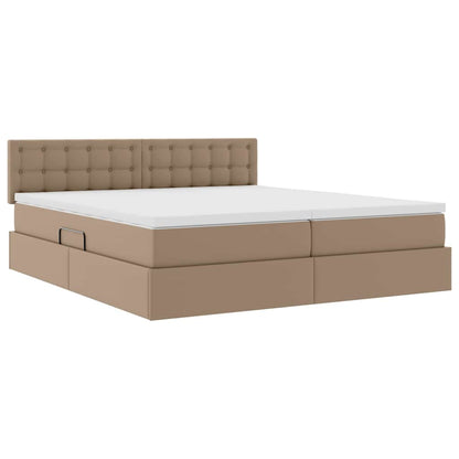 Letto con Contenitore Cappuccino 200 x 200 cm Pelle Sintetica
