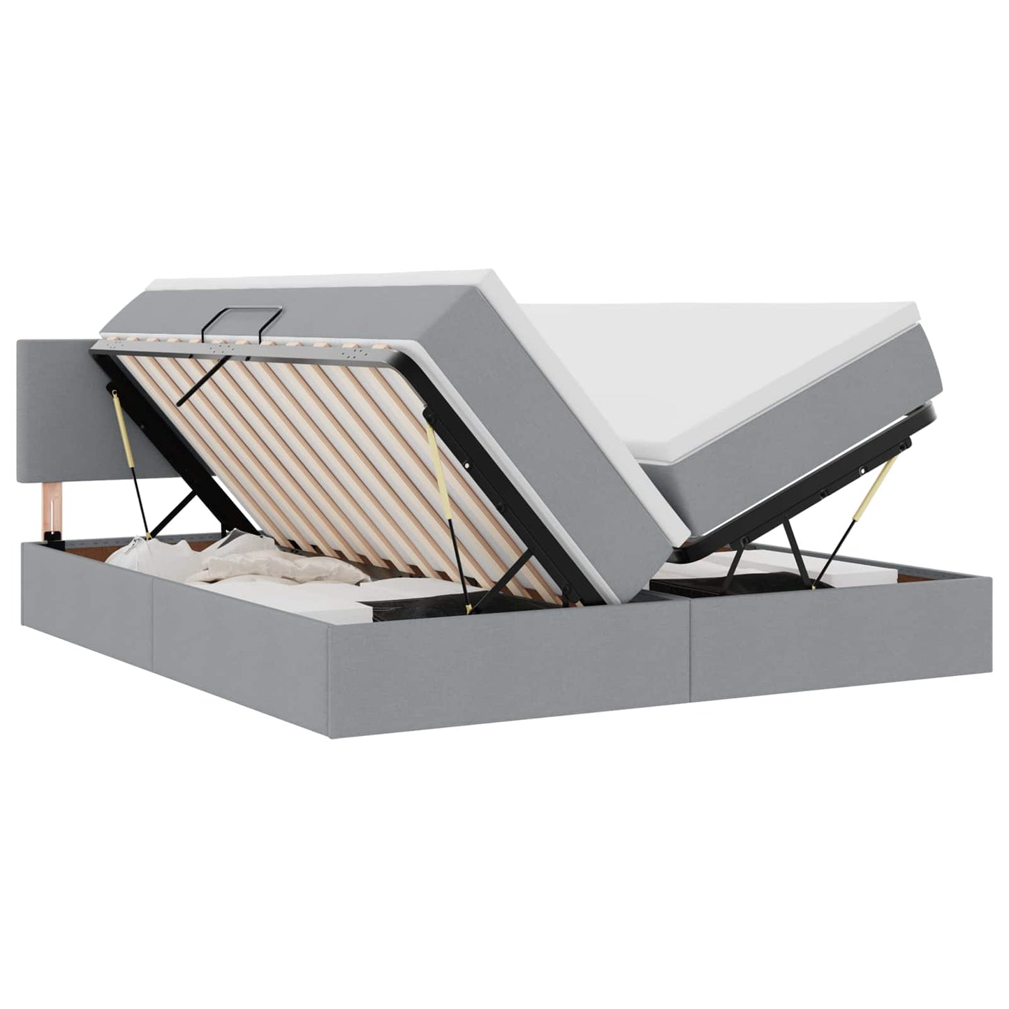 Letto con Contenitore con materasso Grigio chiaro 200 x 200 cm