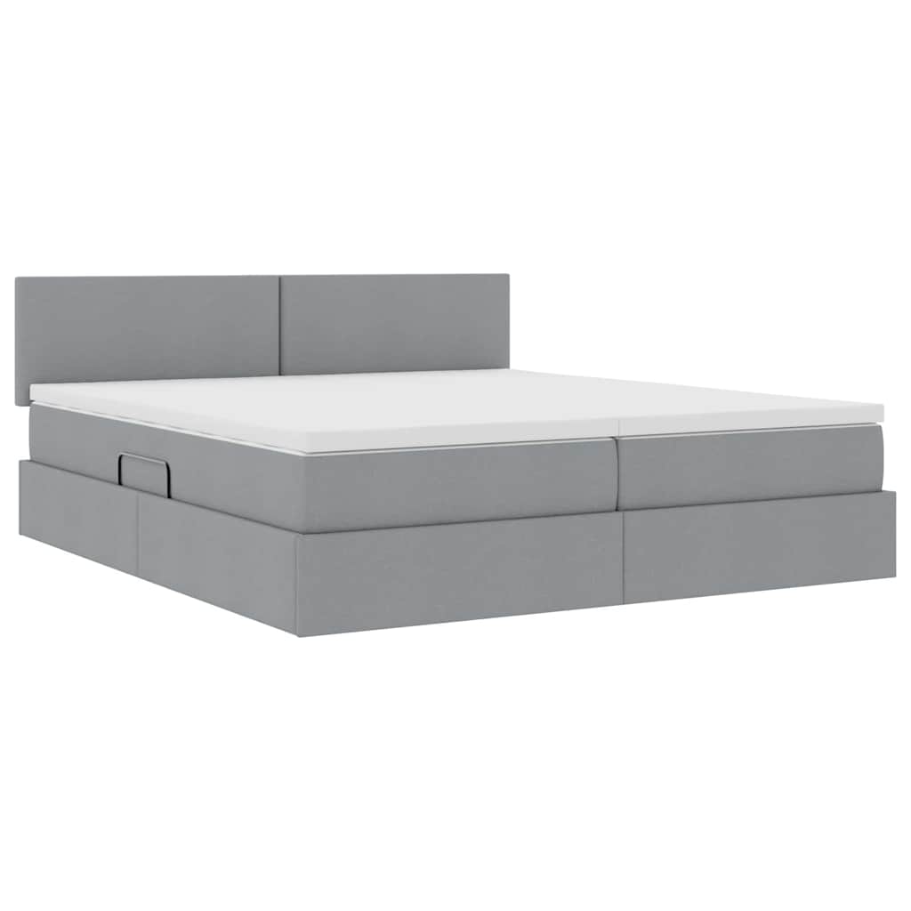Letto con Contenitore con materasso Grigio chiaro 200 x 200 cm
