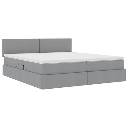Letto con Contenitore con materasso Grigio chiaro 200 x 200 cm