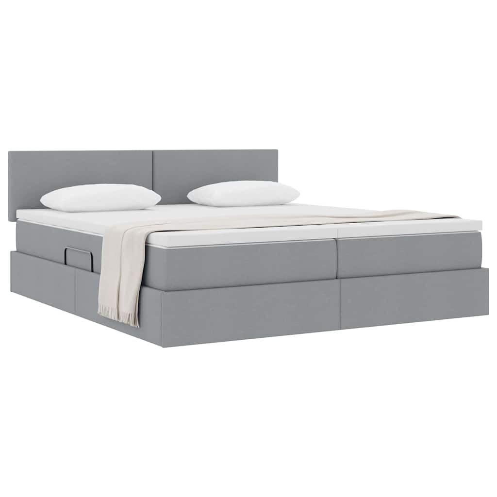 Letto con Contenitore con materasso Grigio chiaro 200 x 200 cm