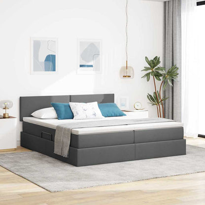 Letto con Contenitore Grigio scuro 200 x 200 cm Pelle Sintetica