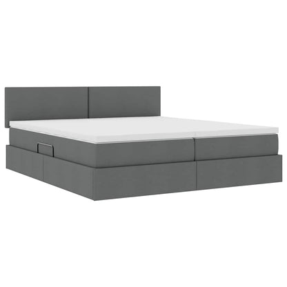 Letto con Contenitore Grigio scuro 200 x 200 cm Pelle Sintetica