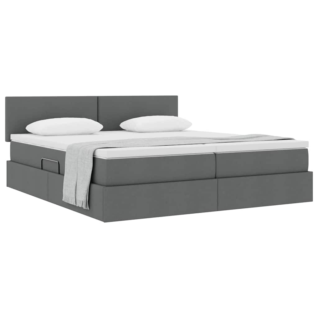 Letto con Contenitore Grigio scuro 200 x 200 cm Pelle Sintetica