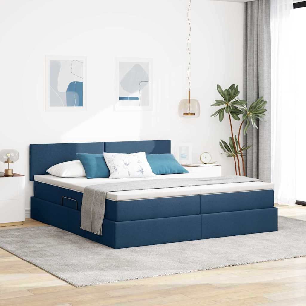 Letto con Contenitore Blu 100 x 200 cm Pelle Sintetica