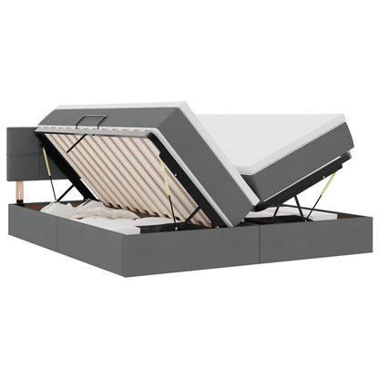 Letto con Contenitore Grigio scuro 180 x 200 cm Pelle Sintetica