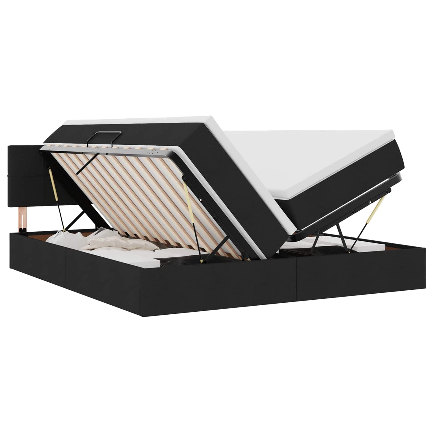 Letto con Contenitore Nero 180 x 200 cm Pelle sintetica