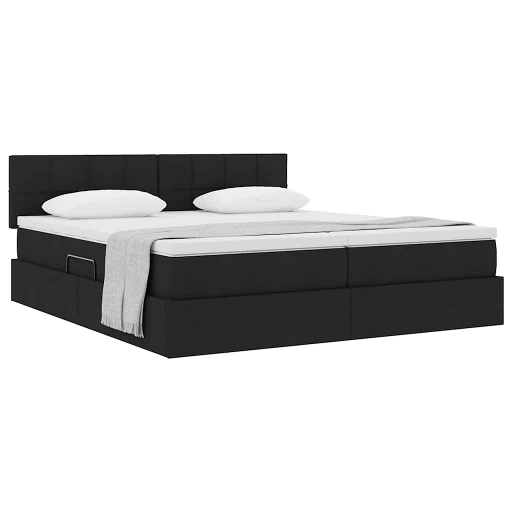 Letto con Contenitore Nero 180 x 200 cm Pelle sintetica