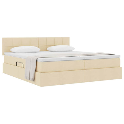 Letto con Contenitore Crema 180 x 200 cm Pelle Sintetica