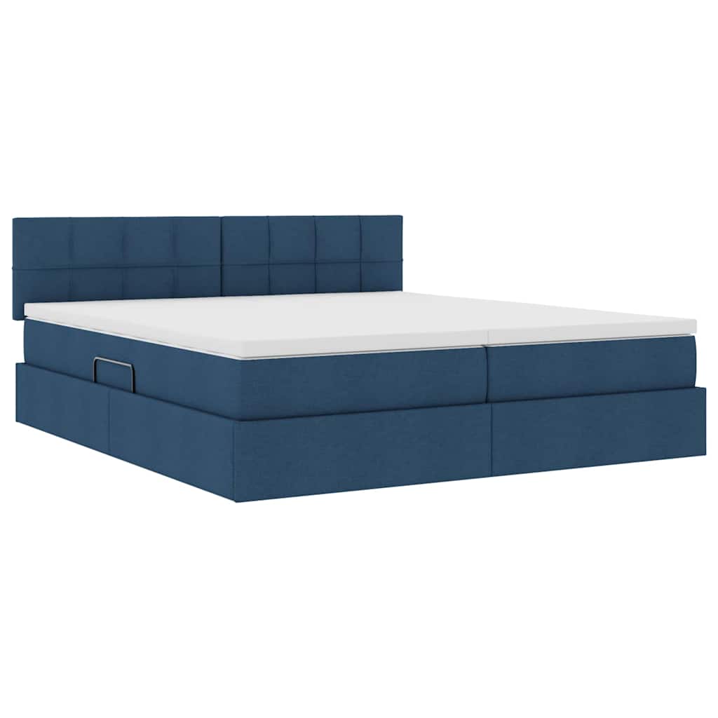 Letto con Contenitore Blu 180 x 200 cm Pelle Sintetica