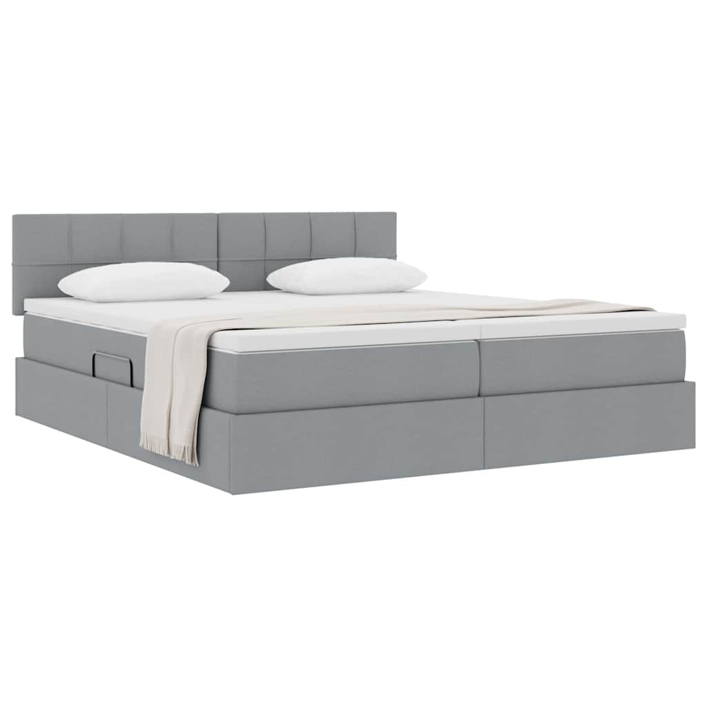 Letto con Contenitore con materasso Grigio chiaro 200 x 200 cm