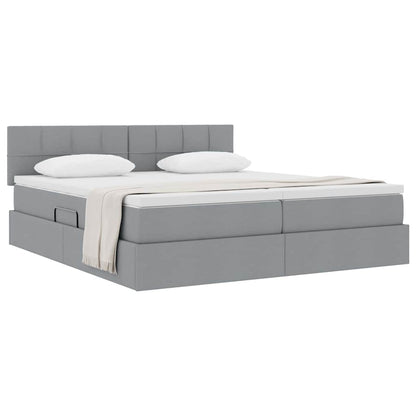 Letto con Contenitore con materasso Grigio chiaro 200 x 200 cm