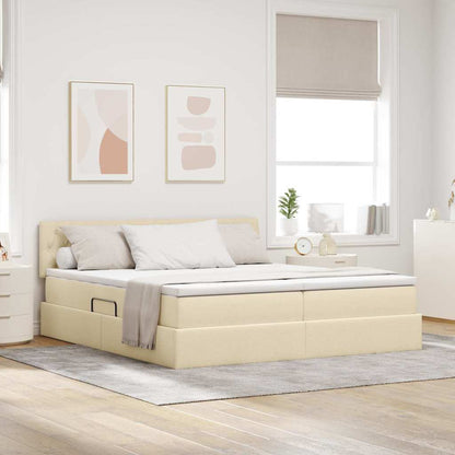 Letto con Contenitore Crema 180 x 200 cm Pelle Sintetica