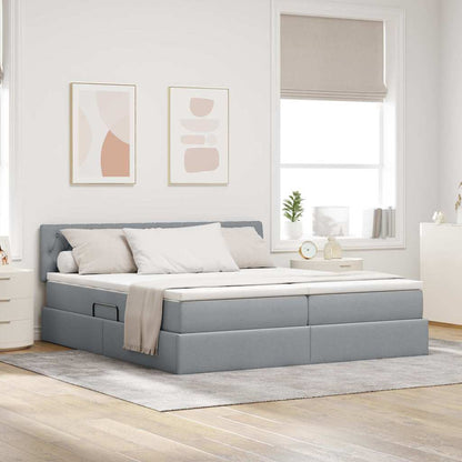 Letto con Contenitore con materasso Grigio chiaro 200 x 200 cm