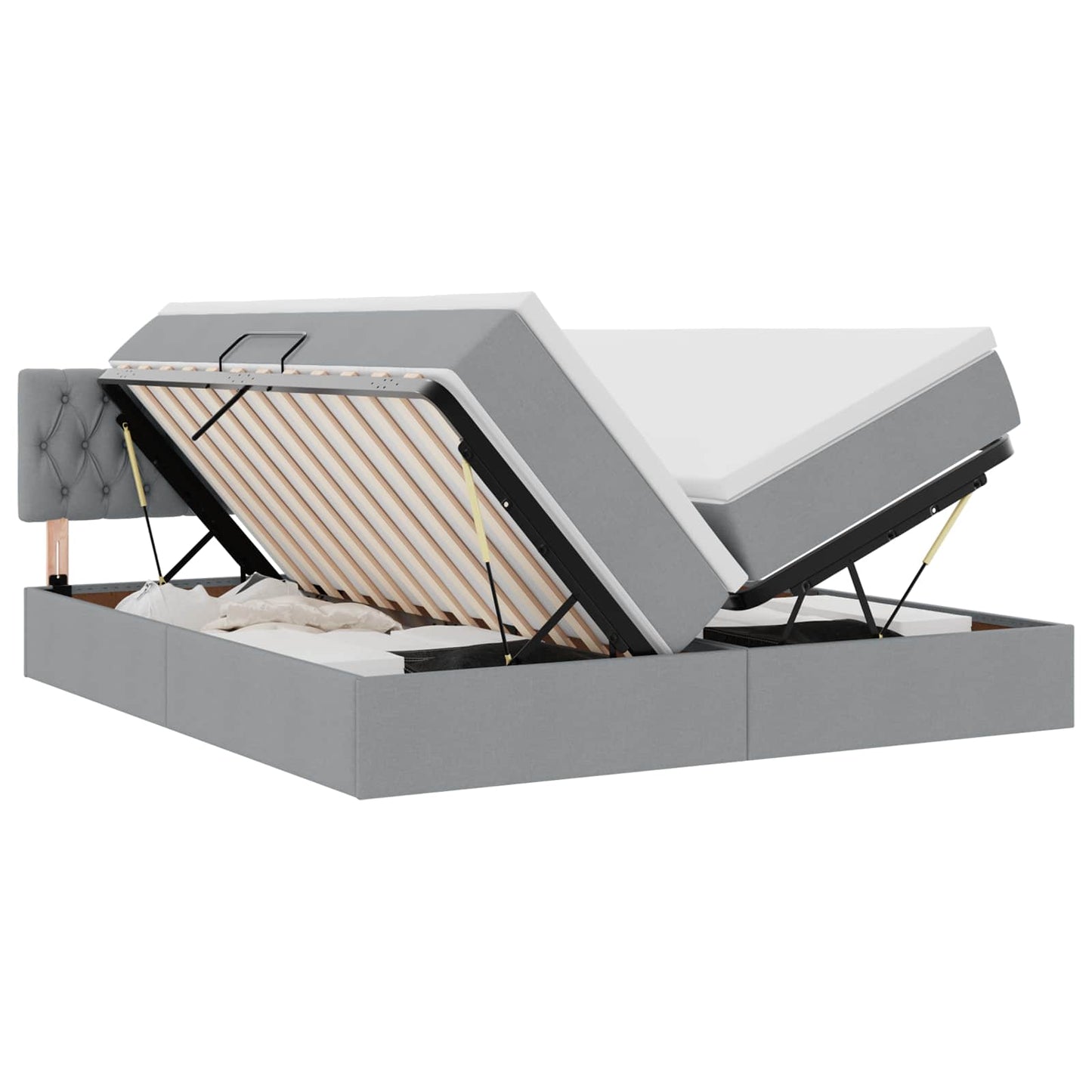 Letto con Contenitore con materasso Grigio chiaro 200 x 200 cm
