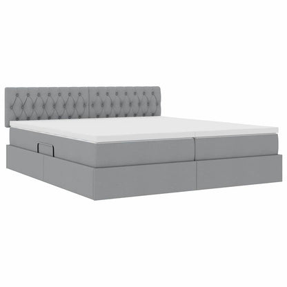 Letto con Contenitore con materasso Grigio chiaro 200 x 200 cm