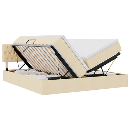 Letto con Contenitore Crema 200 x 200 cm Pelle Sintetica