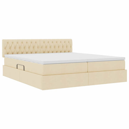 Letto con Contenitore Crema 200 x 200 cm Pelle Sintetica