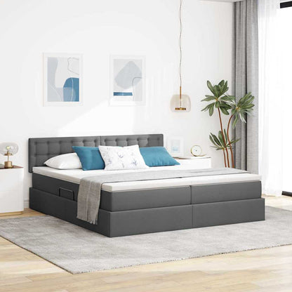 Letto con Contenitore Grigio scuro 180 x 200 cm Pelle Sintetica