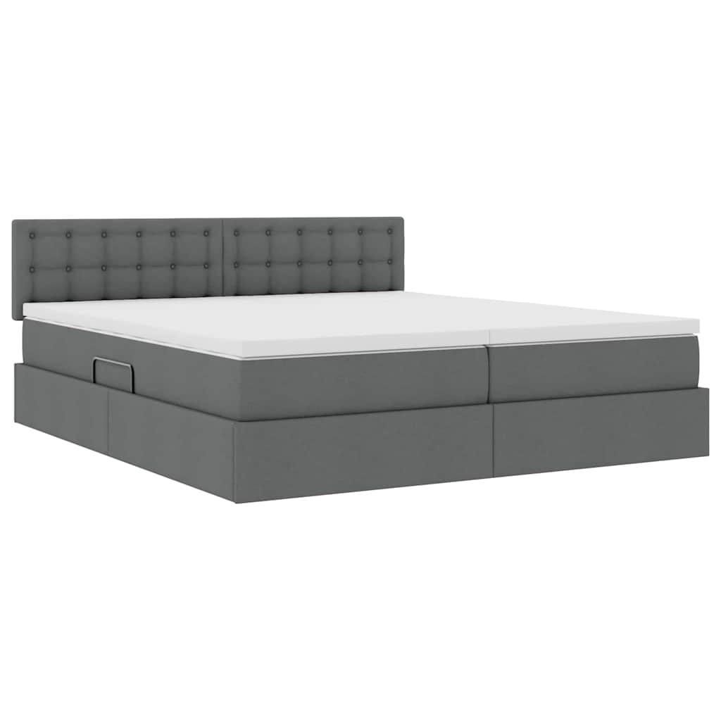 Letto con Contenitore Grigio scuro 200 x 200 cm Pelle Sintetica