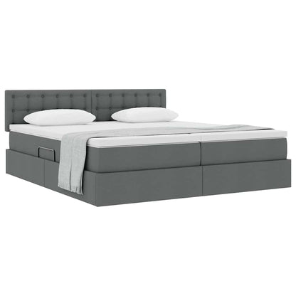 Letto con Contenitore Grigio scuro 200 x 200 cm Pelle Sintetica