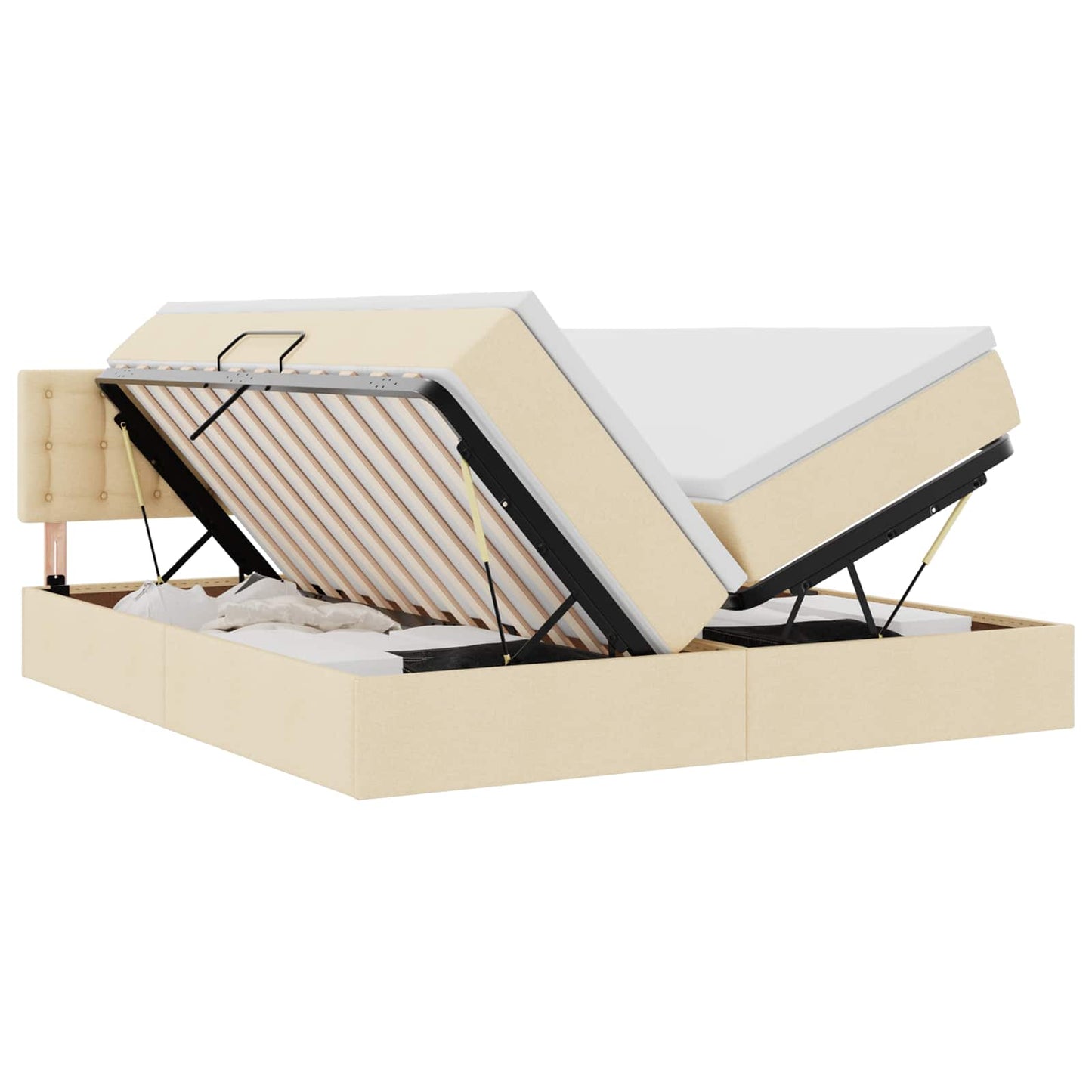 Letto con Contenitore Crema 200 x 200 cm Pelle Sintetica