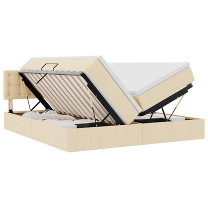 Letto con Contenitore Crema 200 x 200 cm Pelle Sintetica
