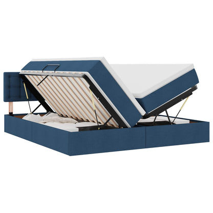 Letto con Contenitore Blu 200 x 200 cm Pelle Sintetica
