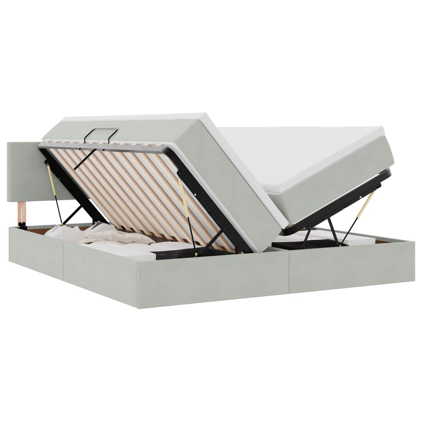 Letto con Contenitore con materasso Grigio chiaro 90 x 200 cm