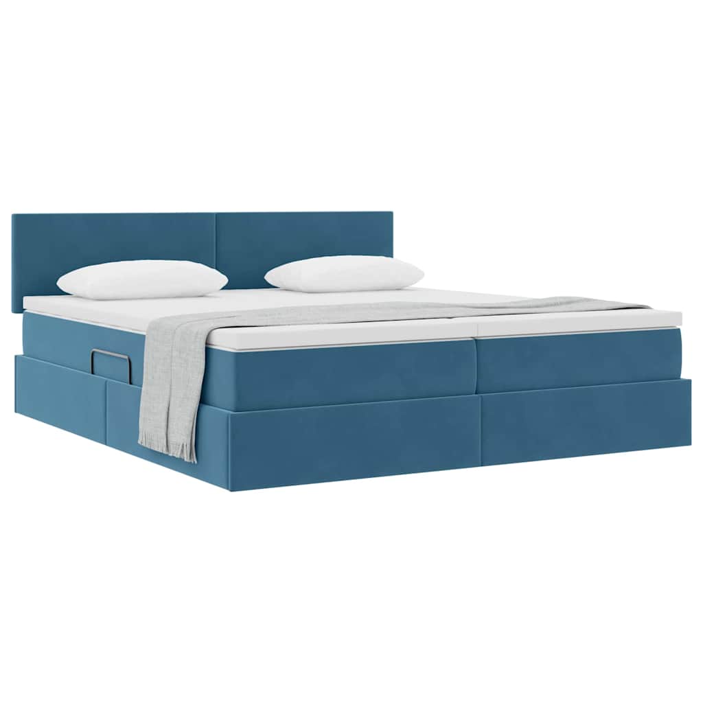Letto con Contenitore con materasso Blu Scuro 100 x 200 cm