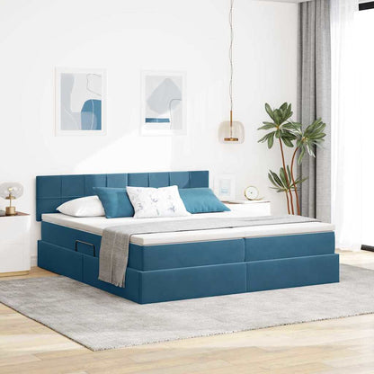 Letto con Contenitore con materasso Blu Scuro 90 x 200 cm