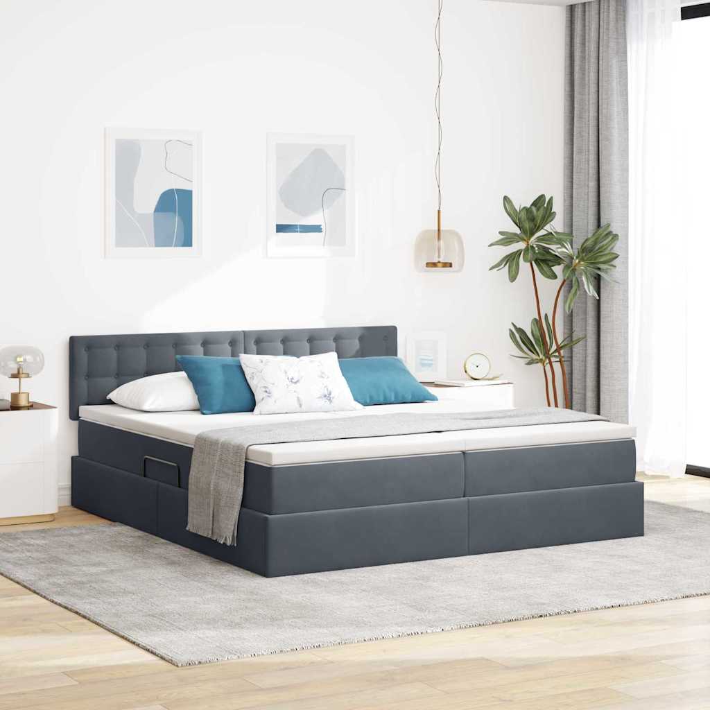 Letto con Contenitore con materasso Grigio scuro 90 x 200 cm