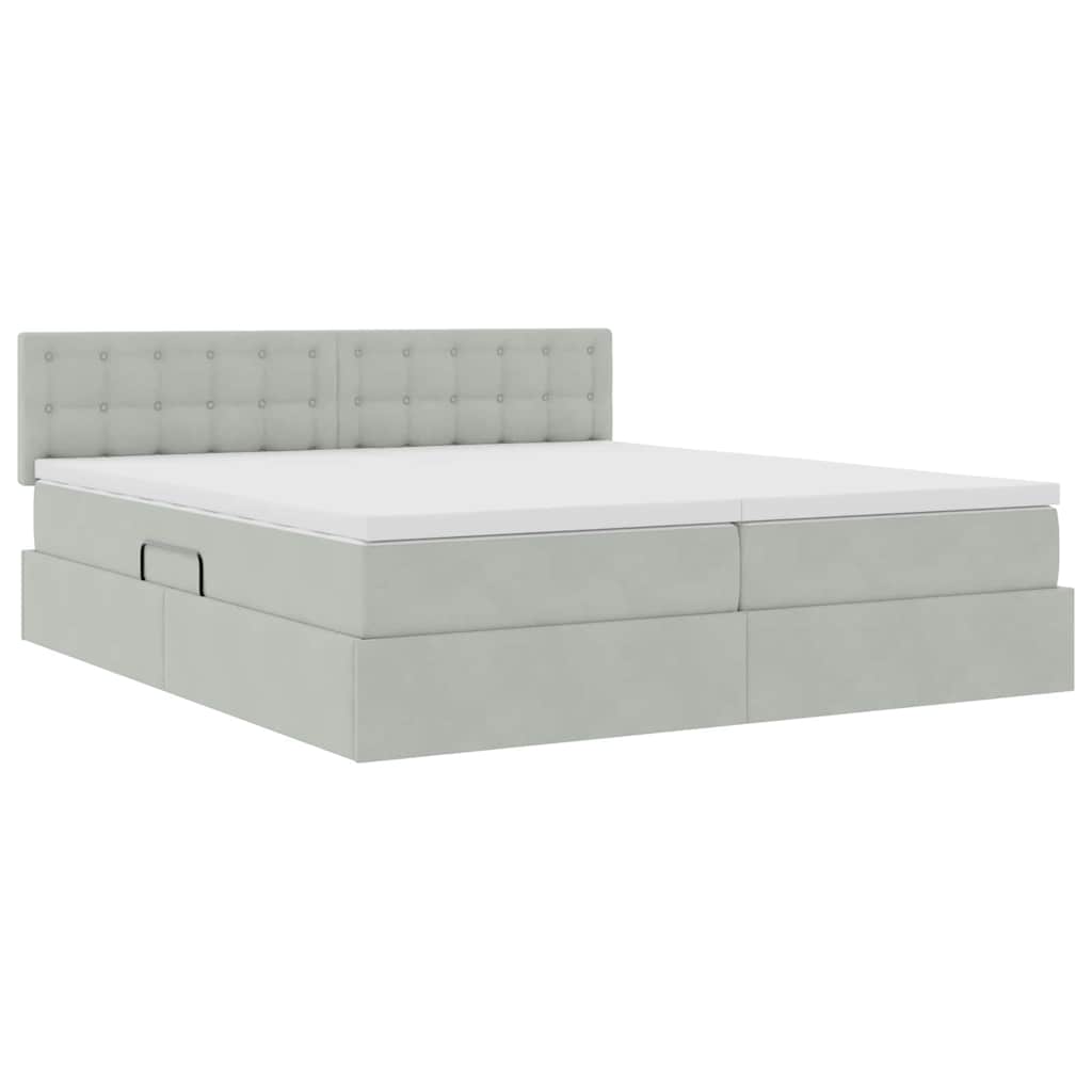 Letto con Contenitore con materasso Grigio chiaro 100 x 200 cm