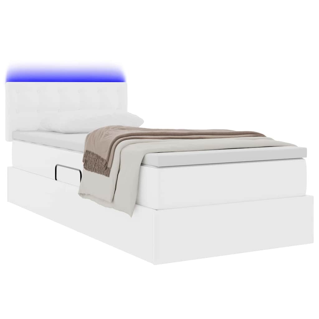 Letto con contenitore e LED con led Bianco Puro 90 x 200 cm