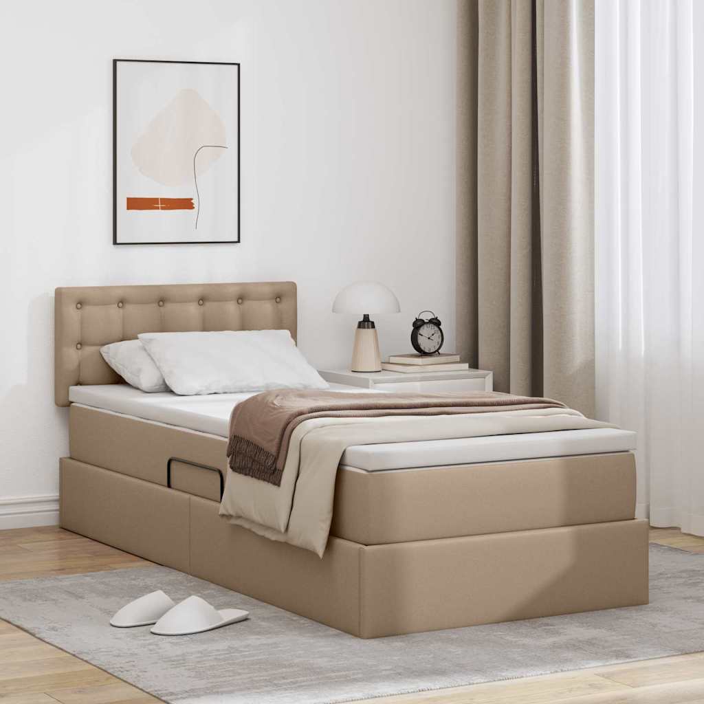 Letto con contenitore e LED con led Cappuccino 100 x 200 cm