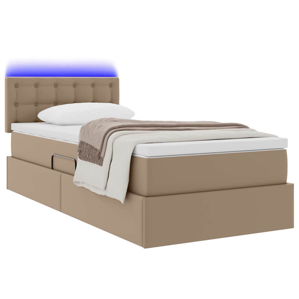 Letto con contenitore e LED con led Cappuccino 100 x 200 cm