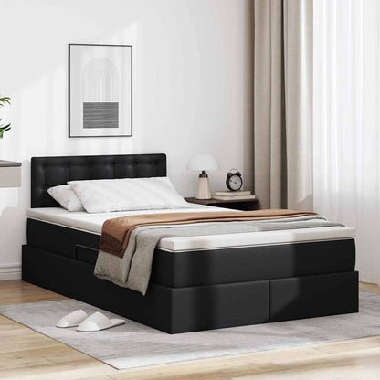 Letto con contenitore e LED Nero 120 x 190 cm Pelle Sintetica