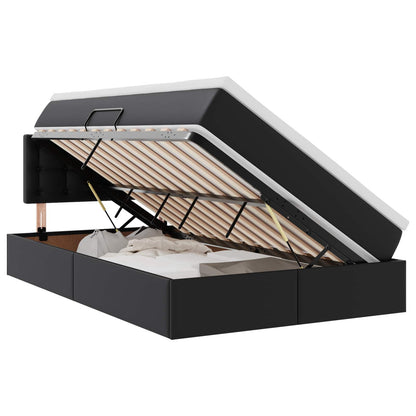 Letto con contenitore e LED Nero 120 x 190 cm Pelle Sintetica