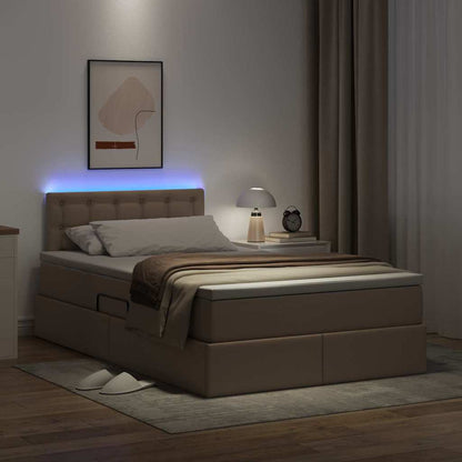 Letto con contenitore e LED con led Cappuccino 120 x 190 cm